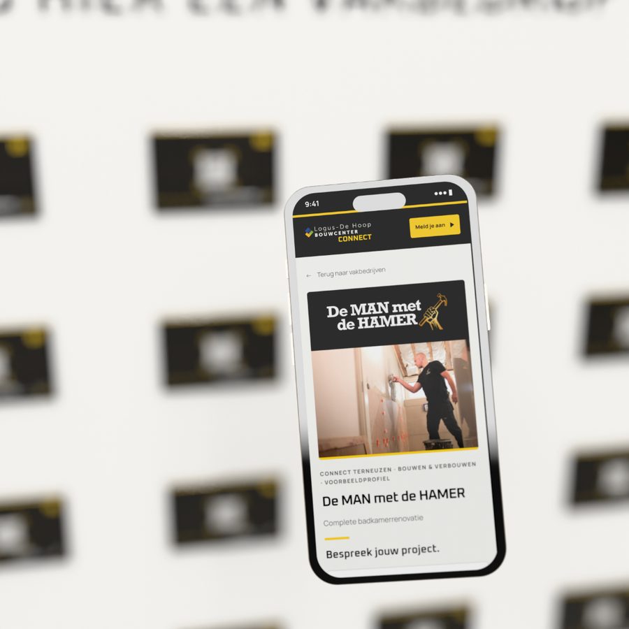 Een CONNECT-profiel op de telefoon met de knop Bespreek jouw project