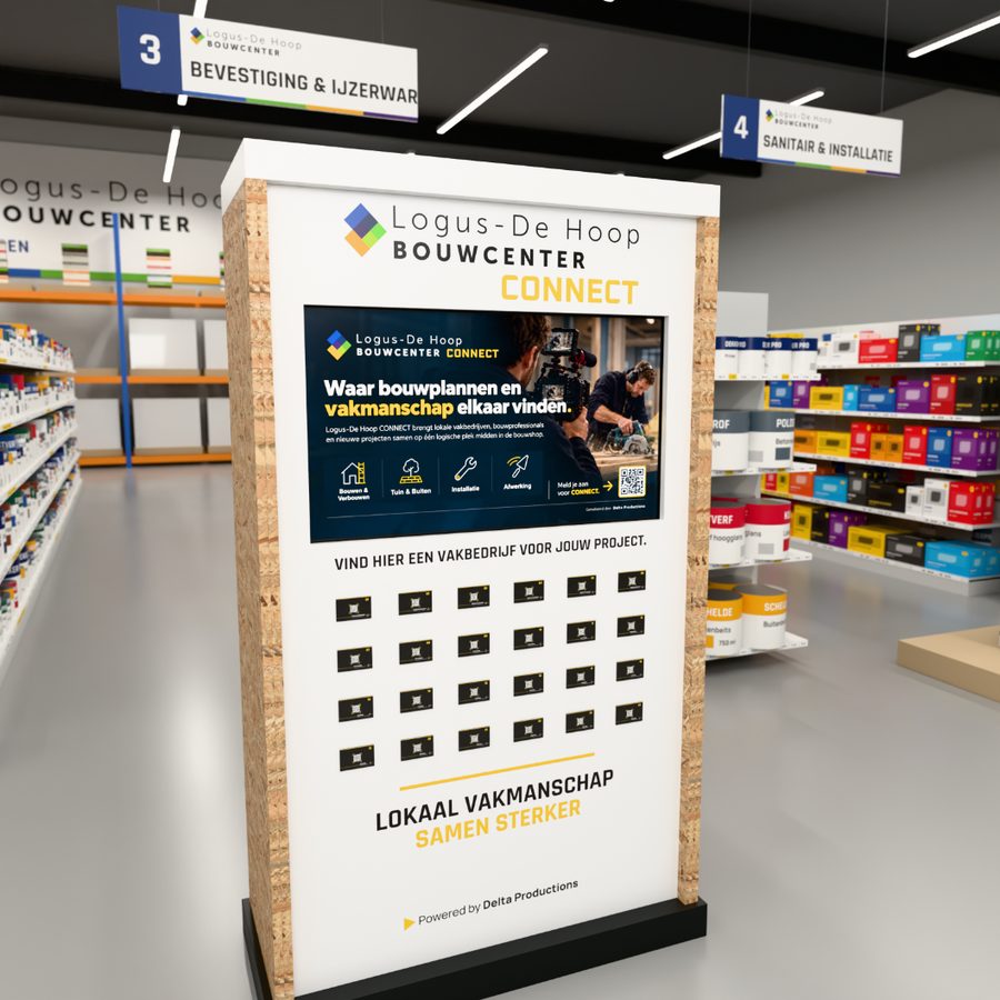 Het CONNECT-scherm met de vier vakgebieden