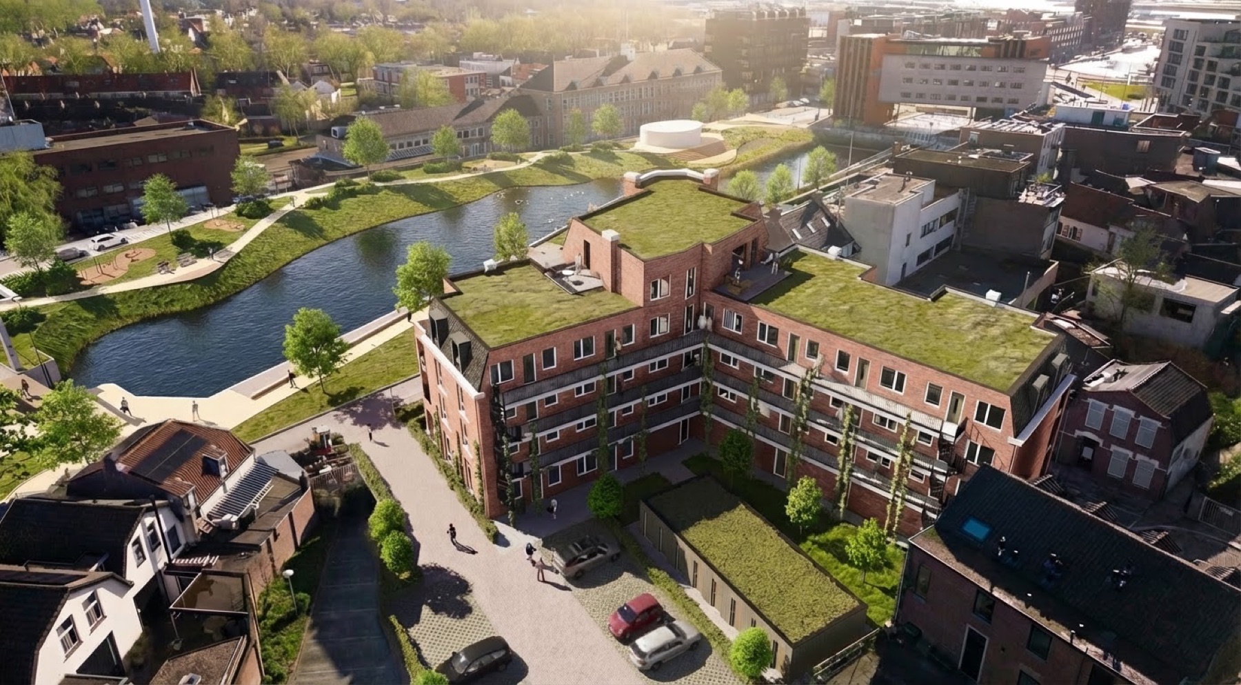 Vogelperspectief van vastgoedontwikkeling Het Baken